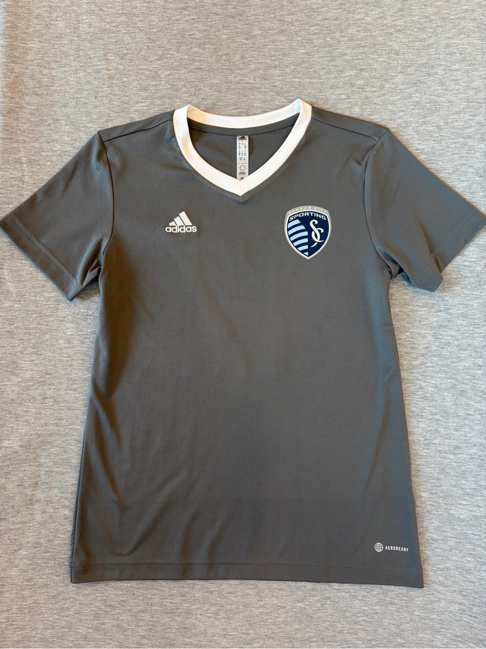 Adidas Sporting Kansas City Soccer Jersey Gray White AEROREADY S